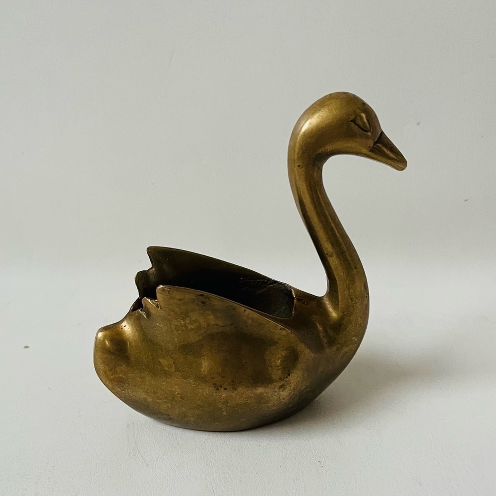Vintage Brass Swan Figurine